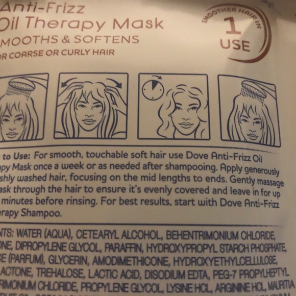 10x DOVE Anti-Frizz Oil Therapy Hair Mask 1.5Oz Packs Smooths Curly Coarse Hair - Picture 7 of 7